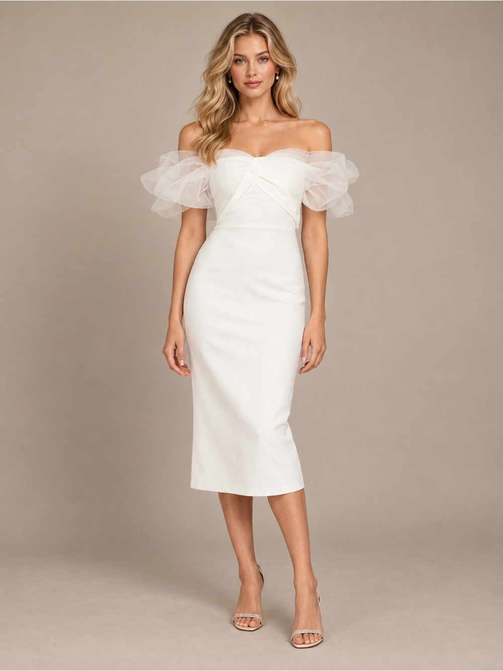 Line & Dot Starlet Midi Dress in Ivory Size XS